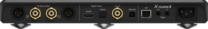 Matrix Audio X-SABRE 3 netværksaudioplayer sort, bagfra med XLR- og RCA-udgange, digitale indgange og LAN