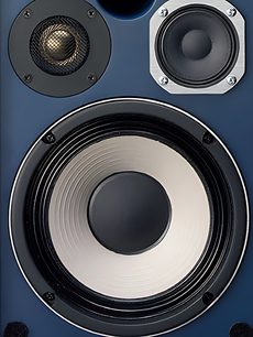 Enceinte bibliothèque JBL 4312MII, vue éclatée des 3 haut-parleurs: tweeter, médium et woofer, finition noire