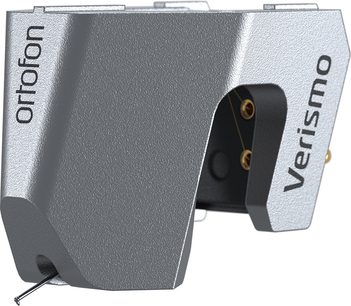 Celulă pick-up Ortofon MC Verismo, vedere laterală, culoare gri metalizat, inscripții "ortofon" și "Verismo"