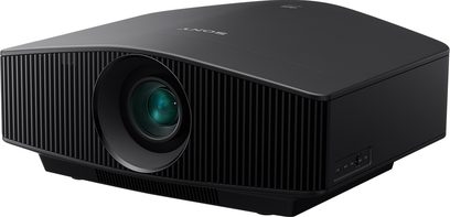 Sony VPL-VW760ES sort videoprojektor, frontvisning, centreret linse, sideventilationsgitre, rektangulær form