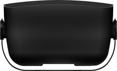 Venkovní reproduktor Sonos Outdoor By Sonance (pár) černý, pohled zepředu, zakřivený tvar, černá mřížka, bílé obrysy