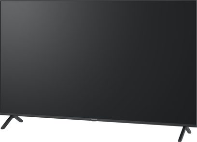 Televizor Panasonic TV-65W90AEG s vysokým rozlišením, plochá černá obrazovka, pohled zepředu, stojánky ve tvaru V
