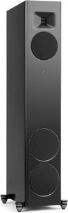 MartinLogan Motion F20 søjlehøjttaler i sort lak med 3 cirkulære frontgitre og en rektangulær diskant øverst