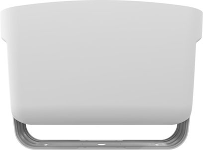 Altavoz de exterior Klipsch PSM-800-SW blanco, vista trasera con carcasa redondeada y soporte de fijación gris