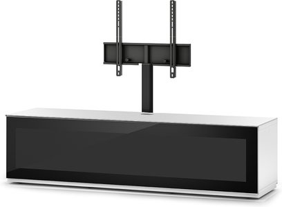 Sonorous Studio STA161I-WHT-BLK TV-Möbel, glänzend weißer Korpus zwischen zwei schwarzen Ständern hängend