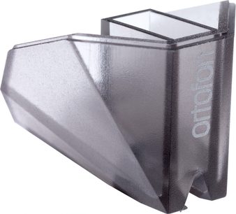 Diamant de citire Ortofon Stylus 2M Silver, corp din plastic gri texturat, formă triunghiulară alungită