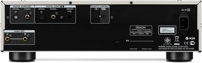 Denon DCD-1520AE sort CD-afspiller, frontvisning, digitale og analoge lydstik, USB-port, infrarød fjernbetjening