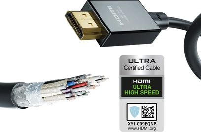 Inakustik Star II 48G HDMI kábel, 1 m, aranyozott csatlakozó, színes vezetékeket mutató metszet, ultra high speed címke