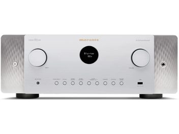 Marantz Cinema 60 DAB silver home theater amplifier, rectangular brushed metal front panel with display and buttons