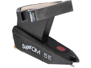 Cellule platine vinyles Ortofon Super OM 5E noire, vue de profil gauche, pointe diamant visible