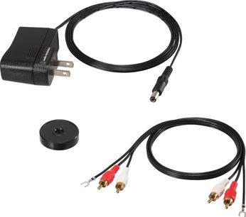 Platine vinyles Audio Technica AT-LPW30BK noire avec 2 câbles RCA rouge et blanc et 1 câble d'alimentation noir