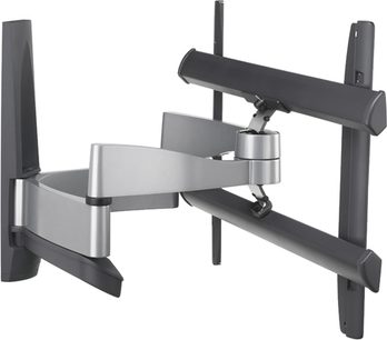 Donkergrijze metalen Vogel's EFW 6345 Plus wandgemonteerde TV-steun, met draaibare armen, muurbevestigingen, perspectivische vooraanzicht