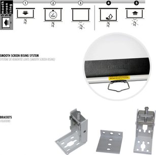 Lumene Capitol HD 170C projektionsskærm, metalmonteringsbeslag, 5-trins installationsvejledning