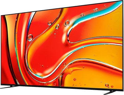 Sony 65 BRAVIA 7 højopløsnings-tv, fladskærm, tynd ramme, abstrakt farverig visning, let skråt forfra