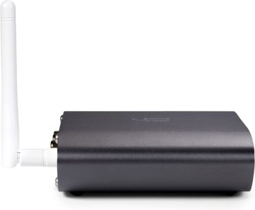 Bezdrátový vysílač iFi Audio Zen Blue V2 černý, pohled zepředu, protáhlý obdélníkový tvar, matný a hladký povrch