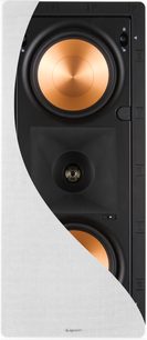 Klipsch PRO-250RPW LCR sort indbygget højttaler, frontvisning, med gylden højttaler og diskant i midten