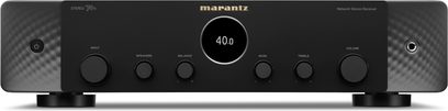 Marantz Stereo 70 sort hi-fi stereoforstærker, mat sort frontpanel, forkromede knapper, hvide påskrifter