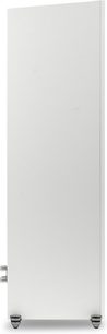 MartinLogan Motion XT F200 zuil luidspreker mat wit zijaanzicht met zwarte voeten en metalen aansluitingen zichtbaar linksonder