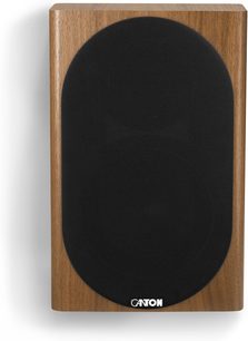 Canton Townus 10 wandluidspreker in notenafwerking, rechthoekige houten front en grote afgeronde zwarte grille