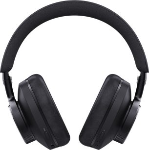 Trådløse hovedtelefoner Cambridge Audio Melomania P100 sort, set forfra, polstret bøjle, rektangulære ørekopper, synlige knapper