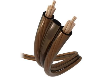 Zwei symmetrisch aufgerollte hellbraune Real Cable TDC 300F Kupfer-Audiokabel, Ansicht von oben