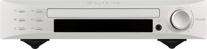 Lecteur CD Nuprime CDP-9 argent, vue de face, façade argentée avec afficheur noir, touches et molette de contrôle