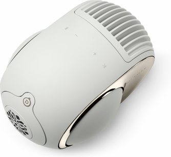 Ηχείο DEVIALET Phantom Ultimate 98 dB λευκό, ματ πλαστικό, χρυσές επενδύσεις, απτικές εντολές, προβολή 3/4, ωοειδές σχήμα
