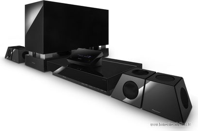 Pioneer LX-01 sort hjemmebiograf-system i sort, set forfra, bestående af en forstærker, 5 højttalere og en subwoofer