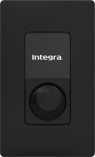 Controler mural Integra negru cu buton rotativ central, vedere frontală pe placă dreptunghiulară
