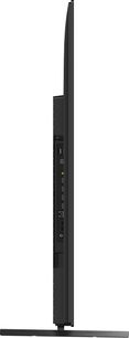 Sony TV XR65A80L, zijaanzicht, slank scherm, zichtbare aansluitingen, rechthoekige standaard, zwarte kleur