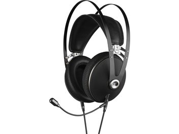 Cuffie hi-fi chiuse Meze Audio 99 Neo boom mic kit, vista frontale, archetto nero, cuscinetti circolari, microfono flessibile