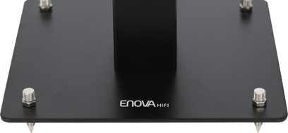 Enova HIFI højttalerstativ, MAJESTY 50 BL, sort, set ovenfra, rektangulær base, 4 metalben, synligt logo