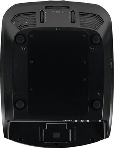 Optoma HD83 sort videoprojektor, set forfra, ventilationsgitter, centreret linse, kontrolknapper øverst