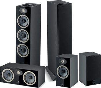 Focal Pack Theva N°3-D Standlautsprecher-Set in Schwarz, 5 Lautsprecher in verschiedenen Größen, mattschwarze Ausführung