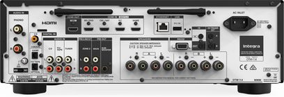 Ampli hi-fi stereo Onkyo DTM-7.4, zadní pohled, konektory HDMI, audio, Ethernet, USB, phono vstupy, výstupy pro reproduktory