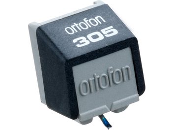 Ortofon STYLUS 305 vinüülplaadi teemant, perspektiivvaade, must ja hall korpus, valge kiri "ortofon 305"