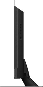 Panasonic TX-42LZ1500E fladskærms-tv set fra siden, sort fladskærm, smal ramme, rektangulær fod, stik på bagsiden