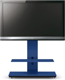 Sort og blåt Spectral Tray PX601 TV-møbel set forfra, fladskærm, glashylde