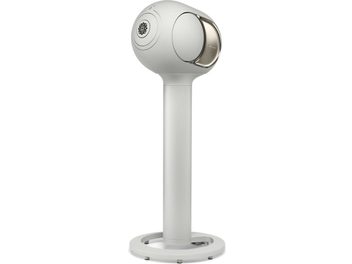 Pied de înconjurare DEVIALET Tree pentru Phantom Ultimate 108 dB, metal Light Pearl, trunchi cilindric, bază rotundă, vedere laterală