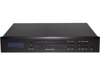 Lecteur CD haute-fidélité Bryston BCD-3 noir, façade avant avec fente centrale, écran bleu et rangée de boutons