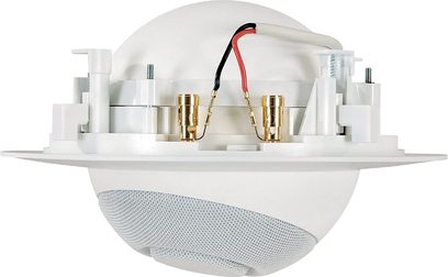 Cabasse iO2 in ceiling indbygget højttaler til loftsmontering, hvid, frontvisning, hvid grill, synlig diskant og basenheder