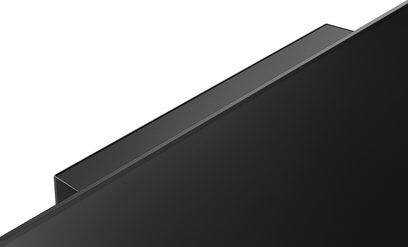 Panasonic TX-55GZ2000E OLED-TV, set fra siden, flad sort skærm, smal mørk grå metalramme