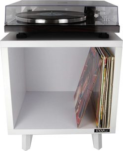 vooraanzicht met platenspeler en platen