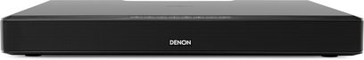 Denon DHT-T100 sort soundbar, set forfra, rektangulær forlænget form, sort gitter på forsiden