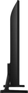 Samsung TQ65Q7F4 2025 højopløsnings-tv, sort, kabinet i metal og plast med mat finish, ultratynd profil på centralt stativ, sidevisning