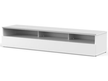 Meliconi BD160 custom audio-video cabinet, white, rectangular, 3 open compartments, front view
