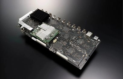 Denon SPK611 Erweiterungskarte Draufsicht, elektronische Komponenten, Anschlüsse, Kühlkörper