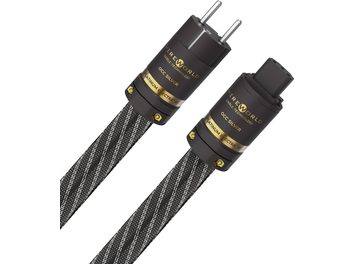 Napájecí kabel Platinum Electra 10 power 2m, černé válcové konektory, černý a šedý opletený plášť, zlaté detaily
