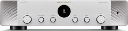 Marantz Model 70 -stereovahvistin, kullanhopea, etunäkymä pyöreällä näytöllä ja kiertosäätimillä