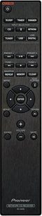 Pioneer X-HM86D sort hi-fi minianlæg, frontvisning af fjernbetjening, knapper og kontrolhjul, sort finish
